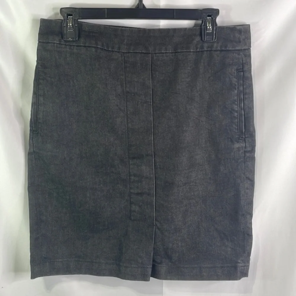 Talbots black denim skirt with side pockets and back zip